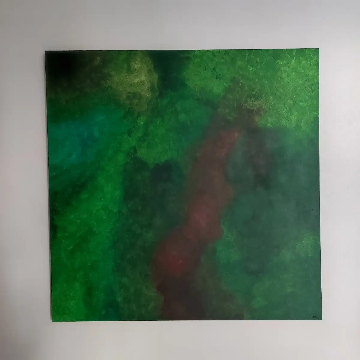 Tableau vert 1mx1m carré forêt vierge